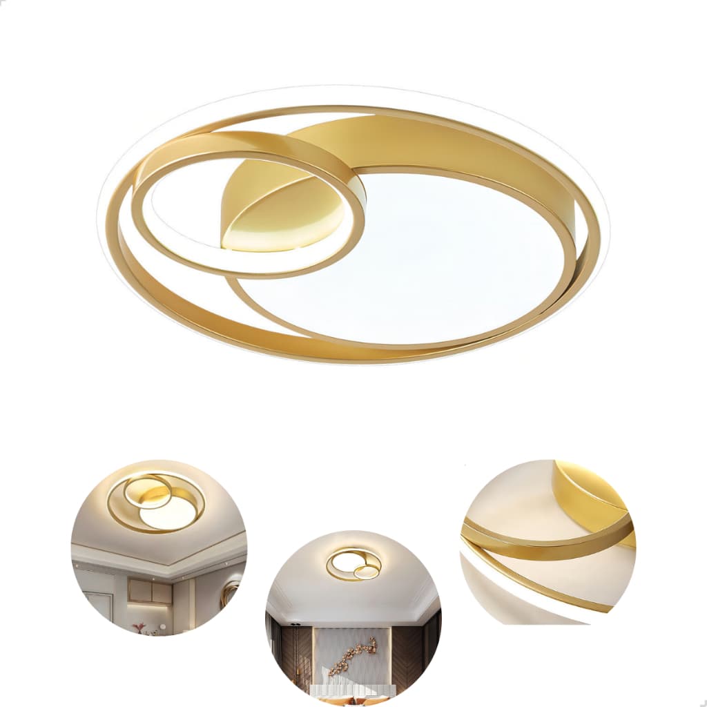 Luminaria Plafon LED Sobrepor De Teto Quarto Sala 44w Cor Dourado 3 em 1 Quente/Neutro/Frio