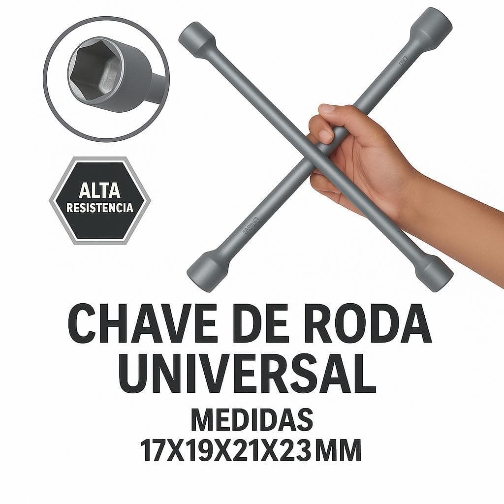 Chave De Roda Cruz 4 Bocas Tipo Cruz Estrela Universal Ferramenta Automotiva 17x19x21x23