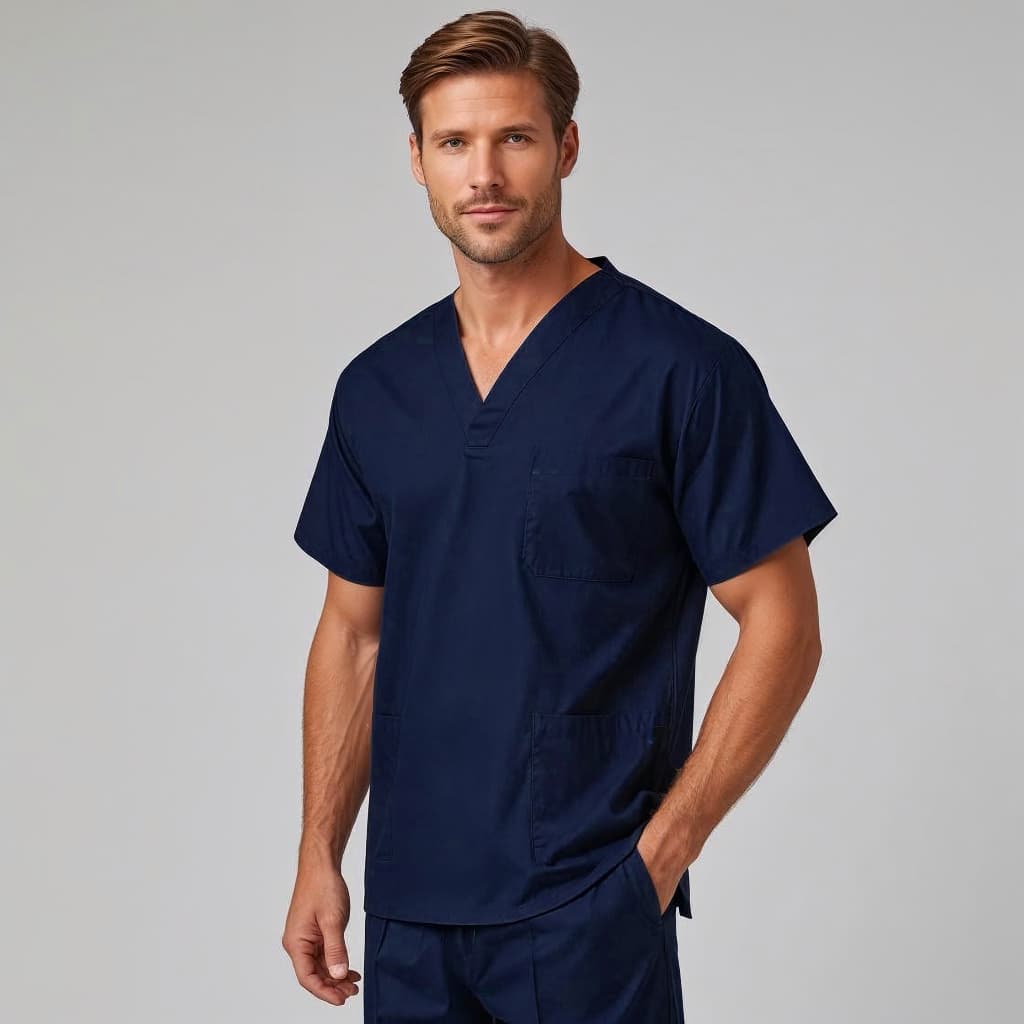 Camisa Pijama Cirúrgico Scrub Masculino Pluz size com Bordado em Oxford
