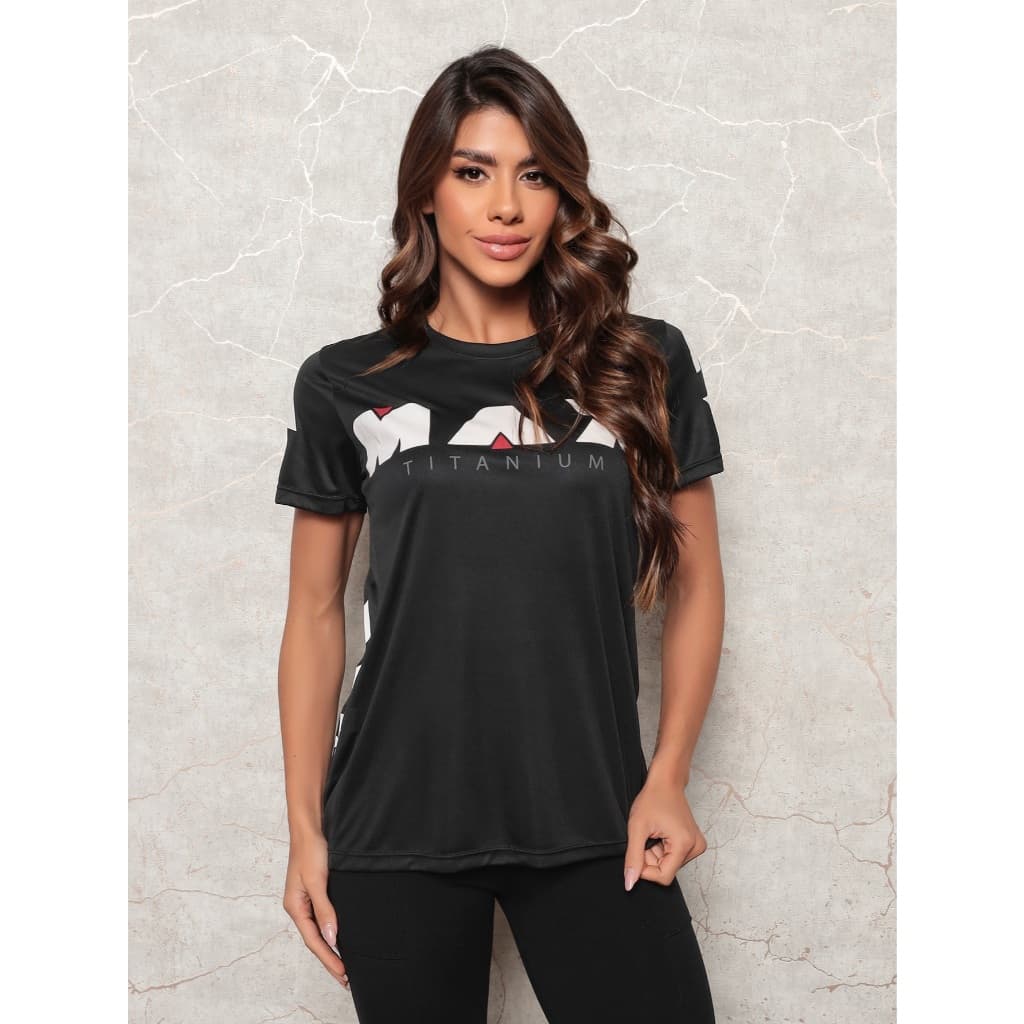 Camisa Max Titanium Feminina- Camiseta Feminino Dry Fit Anti-Odor Esportiva Treino Academia Corrida