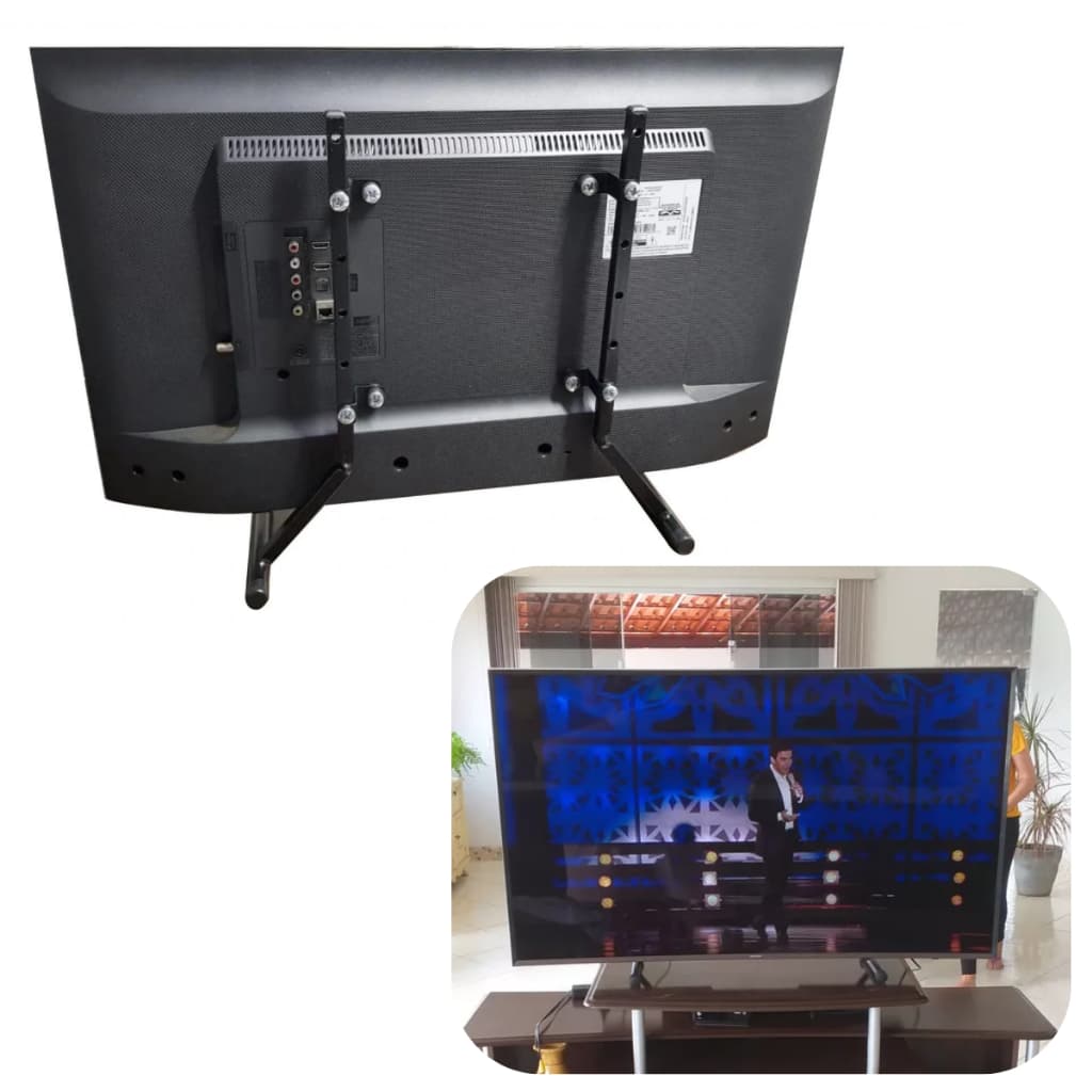 Suporte Pe Tv Universal 32 40 50 55 60 65 75 Firme Discreto Mesa Base Hack Samsung Pezinho Ajuste Altura Minimalista Nf
