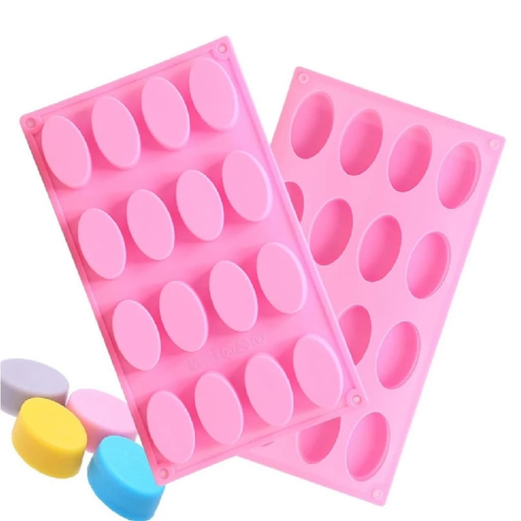 Forma de silicone molde para mini sabonete oval 16 cavidades