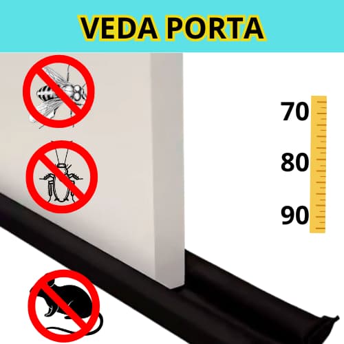 Protetor Porta Rolinho Impermeável Veda Porta Contra Poeira e Insetos 70/80/90cm