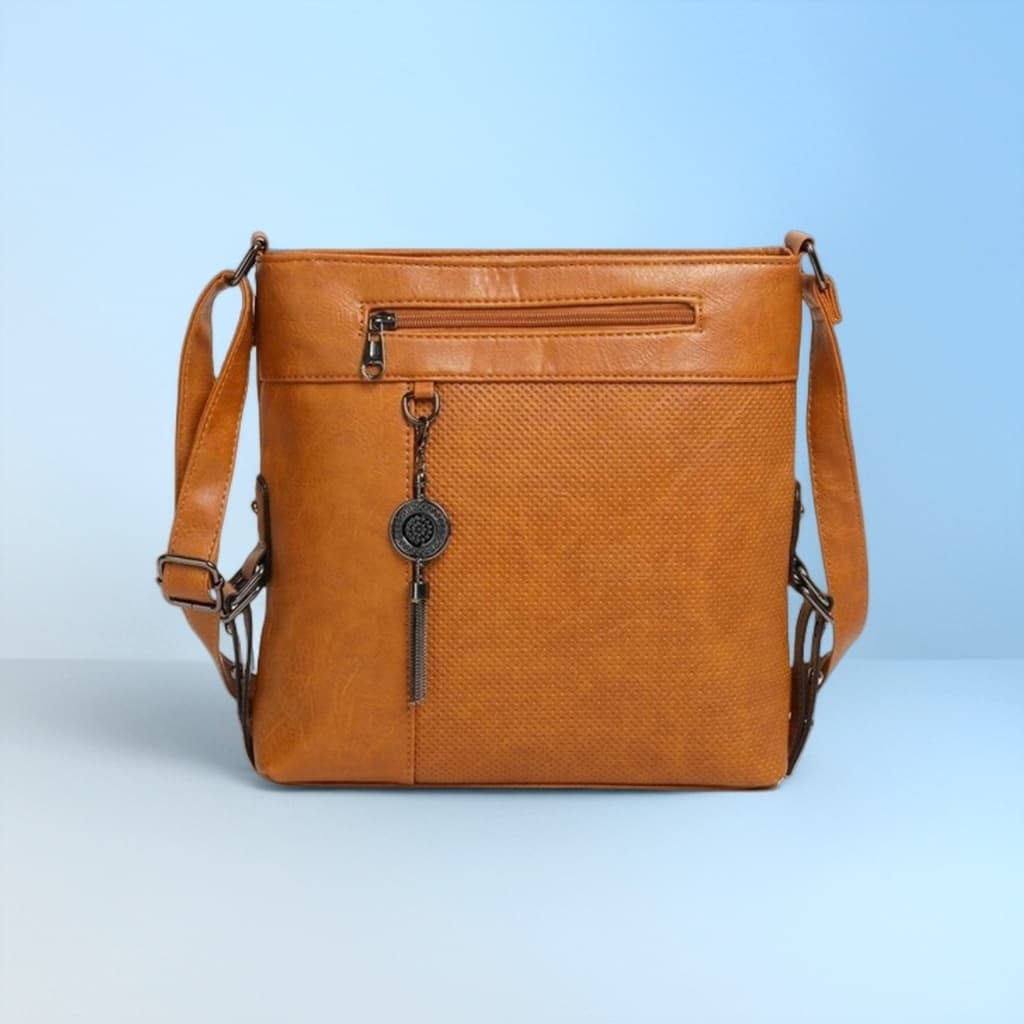 Bolsa Feminina transversal em Couro PU para passeio trabalho Vários compartimentos