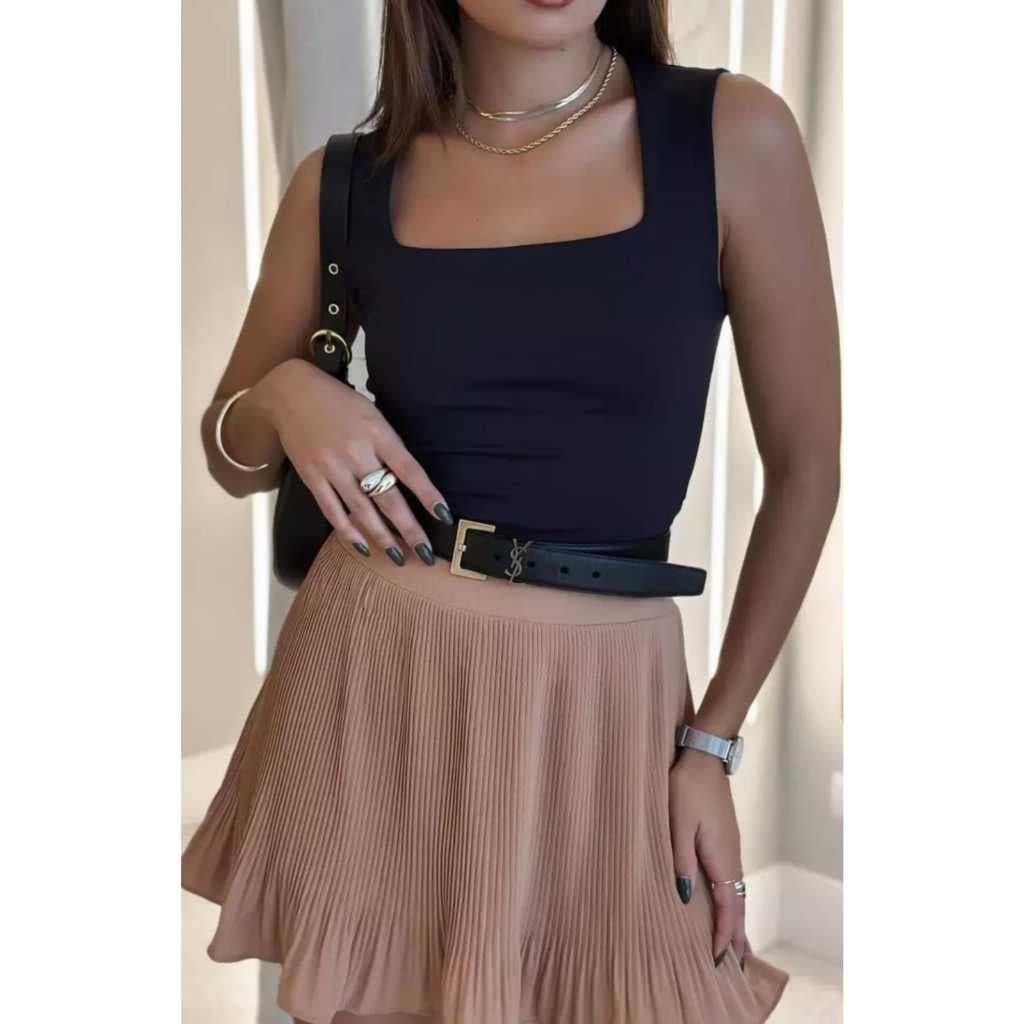 Body Suplex Regata  Decote Quadrado Alça larga  Moda Feminina