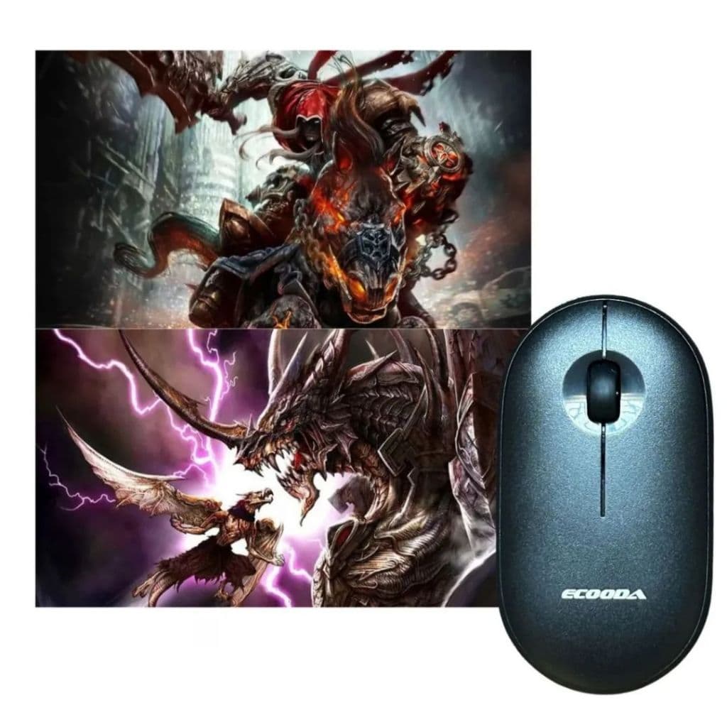 Mouse Sem Fio+ 2 Mouse Pad Gamer Knup Rgb Multicores 35x25