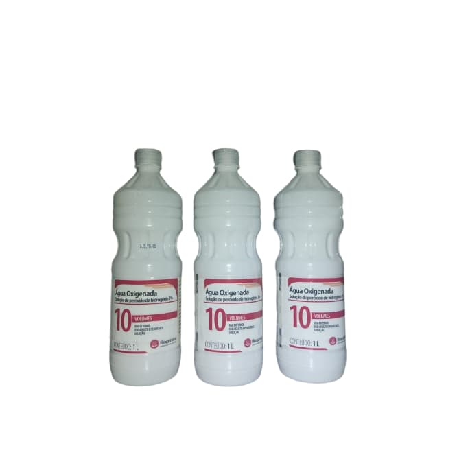 Kit Agua Oxigenada 10% 1 litro c/3