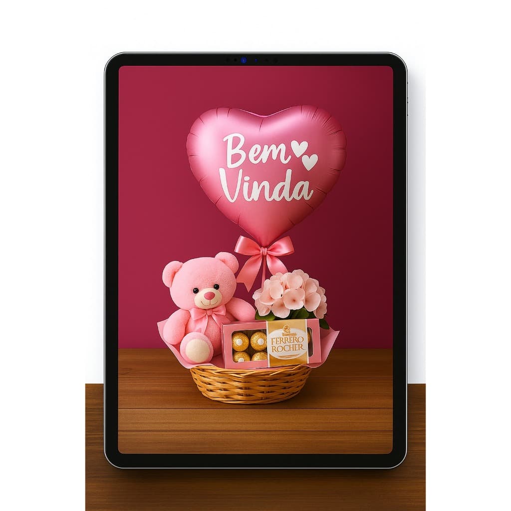 Kit 10 Adesivos Vinil "Bem-Vinda" – 9,5x7,5cm – Para Balões 10”, Maternidade, Cestas e Lembrancinhas