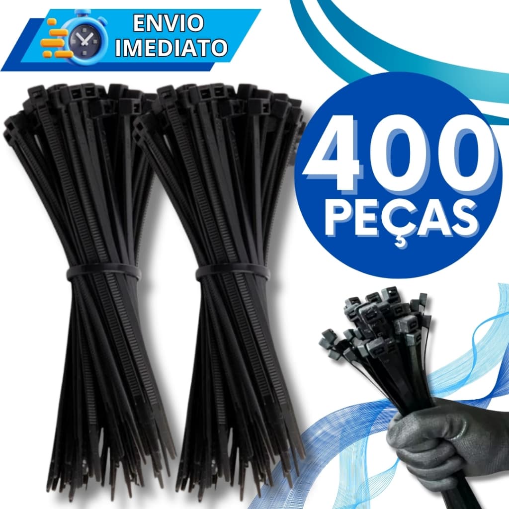 KIT Jogo 400 Abraçadeira de Nylon Enforca Gato Braçadeira Cintas Plásticas Super Resistente Presilha Diversas Medidas