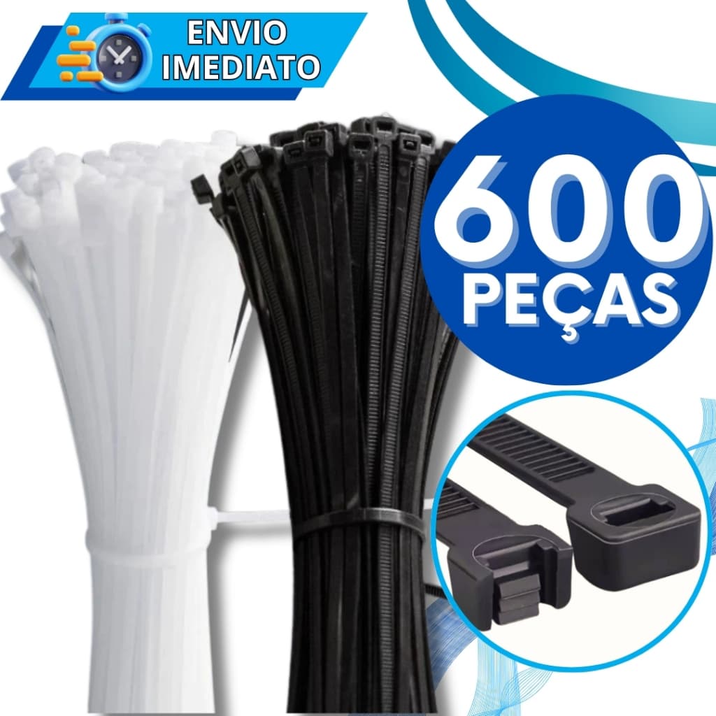 KIT Jogo 600 Abraçadeira de Nylon Enforca Gato Braçadeira Cintas Plásticas Super Resistente Presilha Diversas Medidas