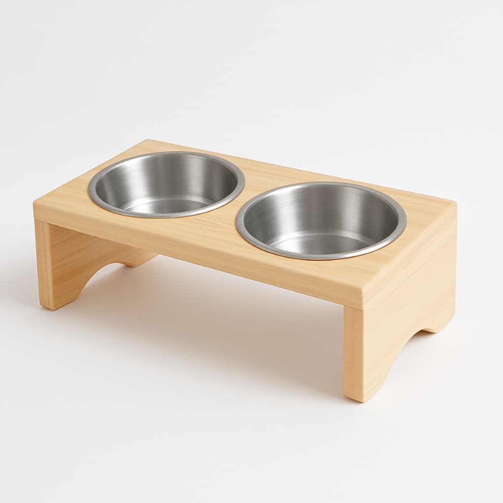 Comedouro/Bebedouro Duplo C/2 Potes Aluminio para Cachorros e Gatos de Medio Porte