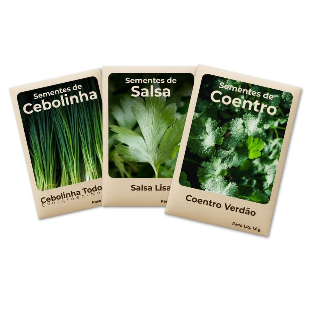 Semente Cebolinha-Coentro-Salsa Ideal Para Horta Cultivo Fácil e Produtivo -Combo 3 Pct