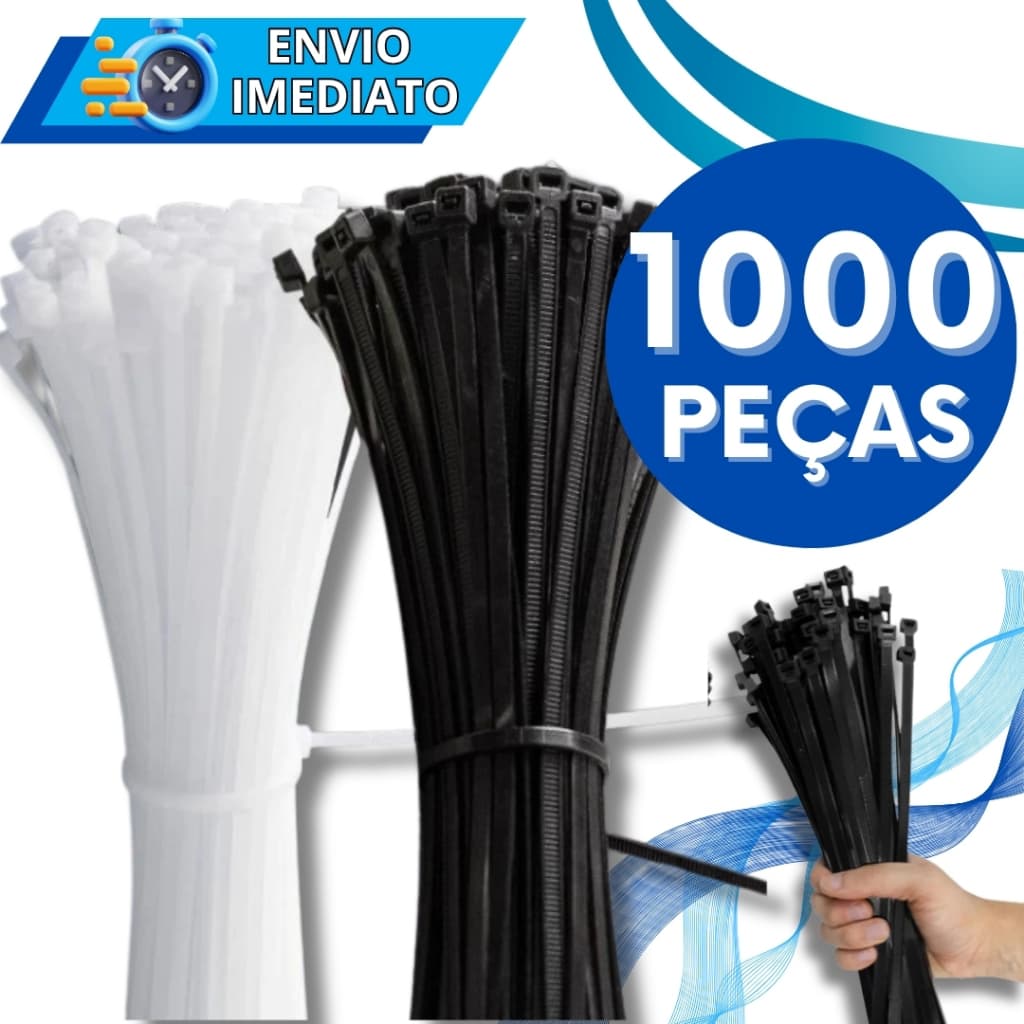 KIT Jogo 1000 Abraçadeira de Nylon Enforca Gato Braçadeira Cintas Plásticas Super Resistente Presilha Diversas Medidas