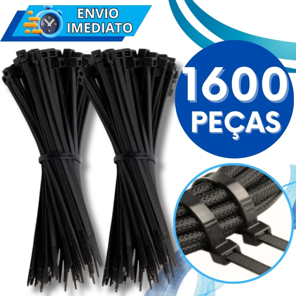 KIT Jogo 1600 Abraçadeira de Nylon Enforca Gato Braçadeira Cintas Plásticas Super Resistente Presilha Diversas Medidas