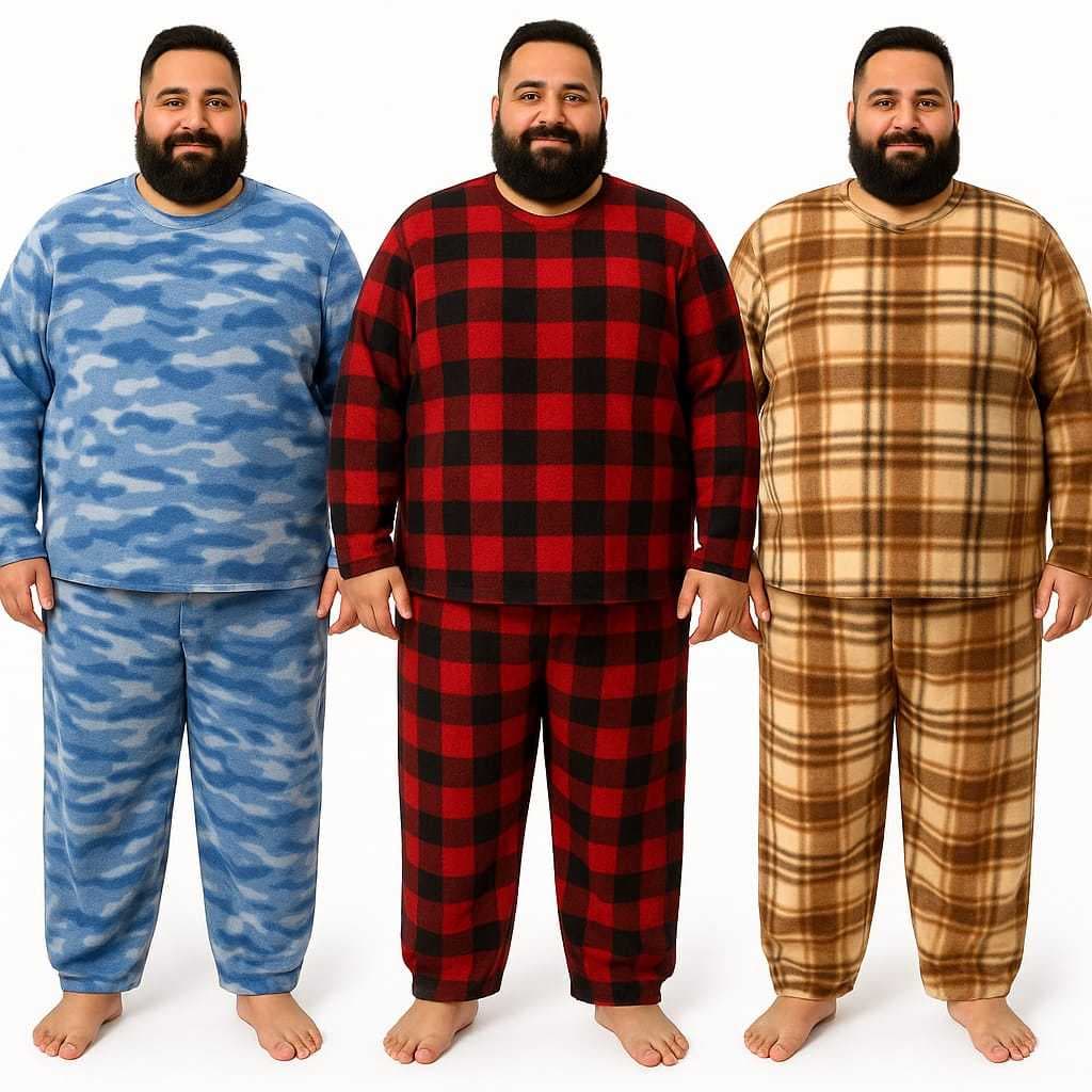 PIJAMA PLUS SIZE MASCULINO SOFT QUENTINHO IVERNO LISO E ESTAMPADO