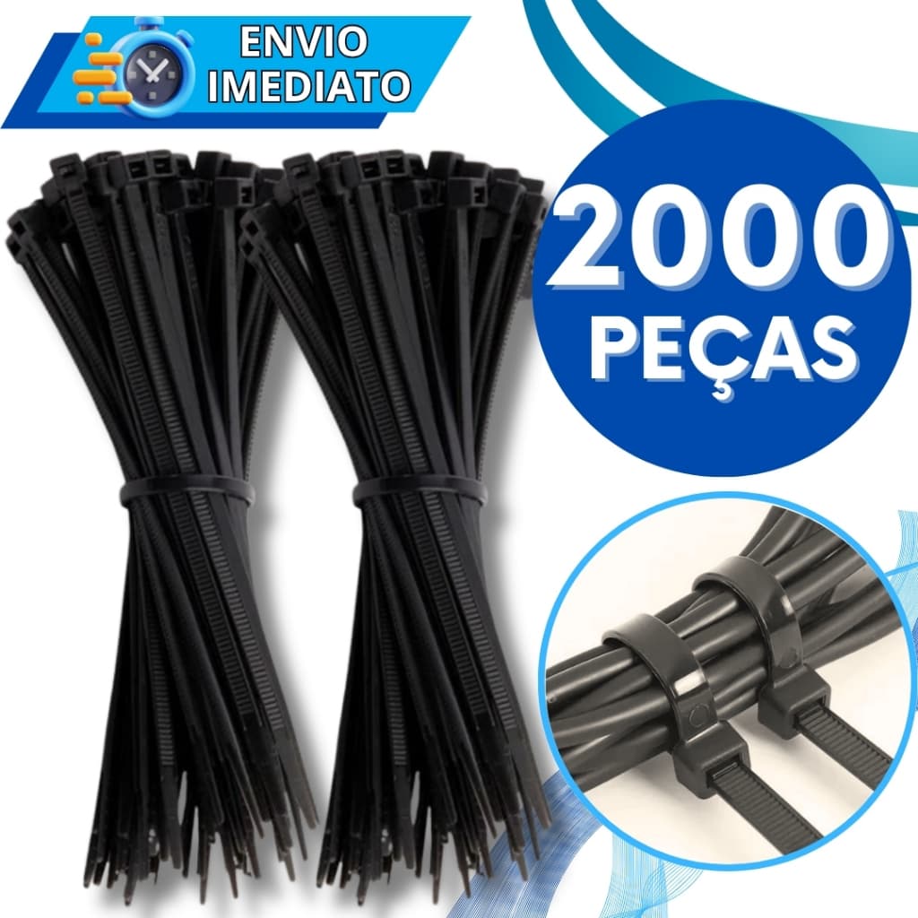 KIT Jogo 2000 Abraçadeira de Nylon Enforca Gato Braçadeira Cintas Plásticas Super Resistente Presilha Diversas Medidas