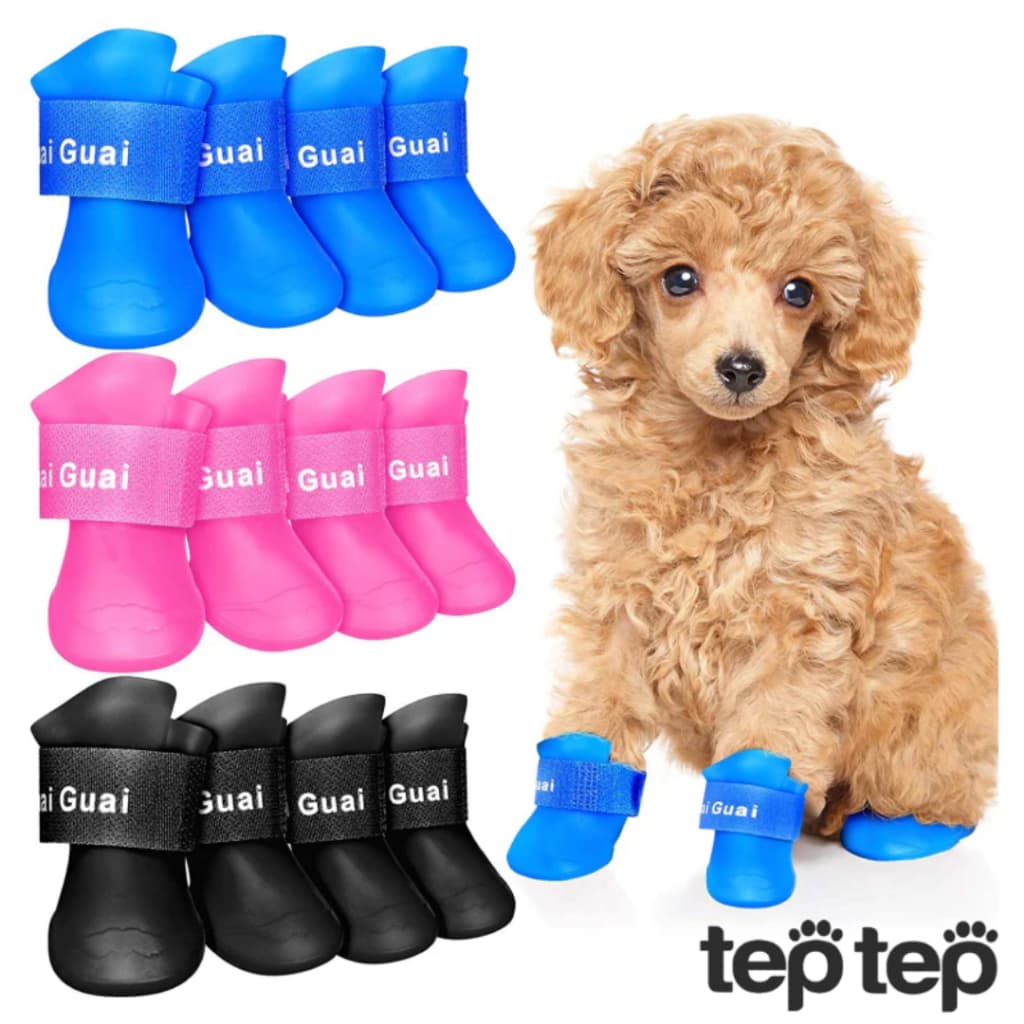 Sapato Botinha de Silicone Impermeável Antiderrapante para Pet Cachorro e Gato – Kit com 4 Unidades