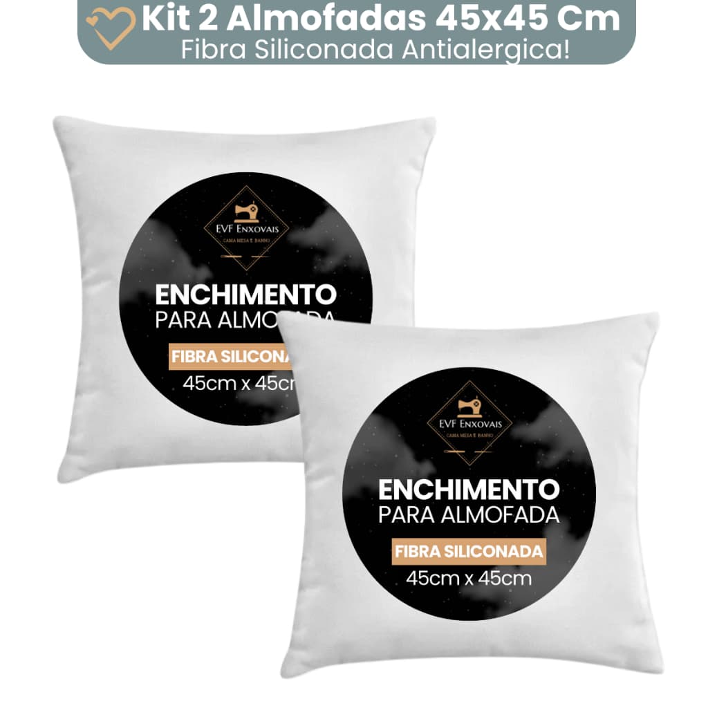 Kit Com 02 Unidades Enchimento Almofada 45X45 Refil De Silicone Antialergico