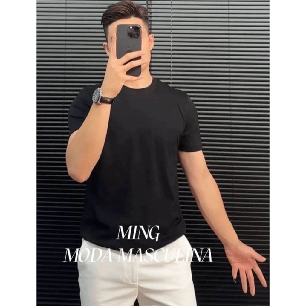 Camiseta Masculina Preta Lisa 100% Algodão