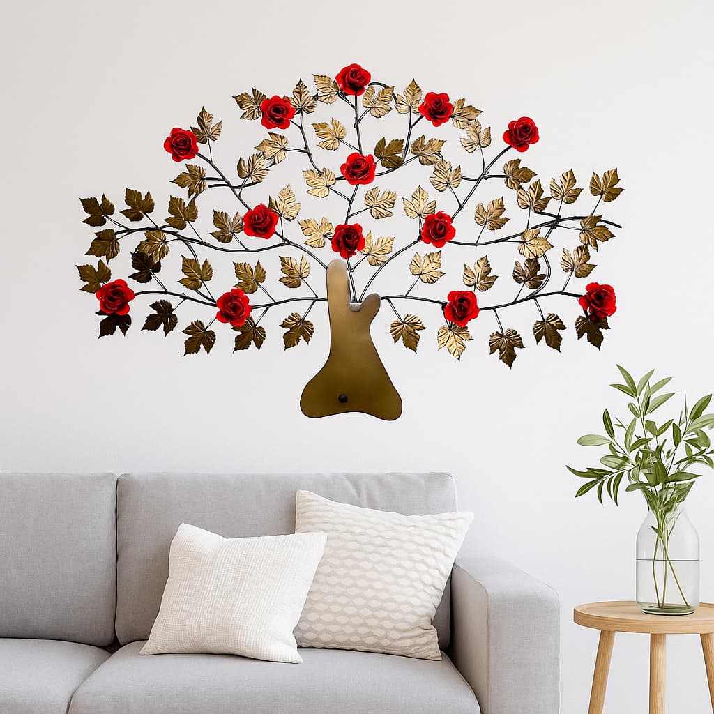 Árvore Decorativa De Parede Com Rosas Casa Jardim Varanda Área Externa