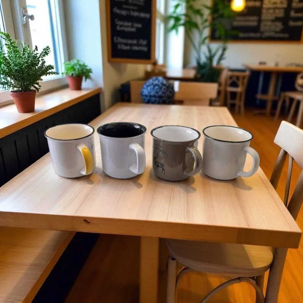 Caneca Porcelana 360ml Cores Sortidas para Escritório, Café, Chá – Ideal para Uso Diário
