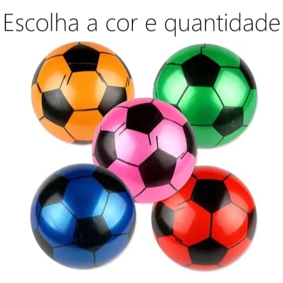 Kit Com 10/20/30/40/50 Unidade Bola De Vinil Modelo Futebol 22cm Cores Mistas