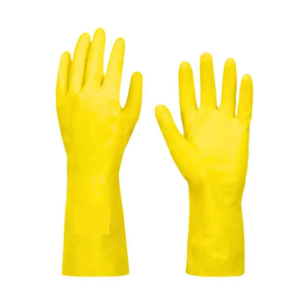 Luva De Latex Amarela Multiuso  Antiderrapante Impermeável Para Limpeza Louça Faxina Jardinagem