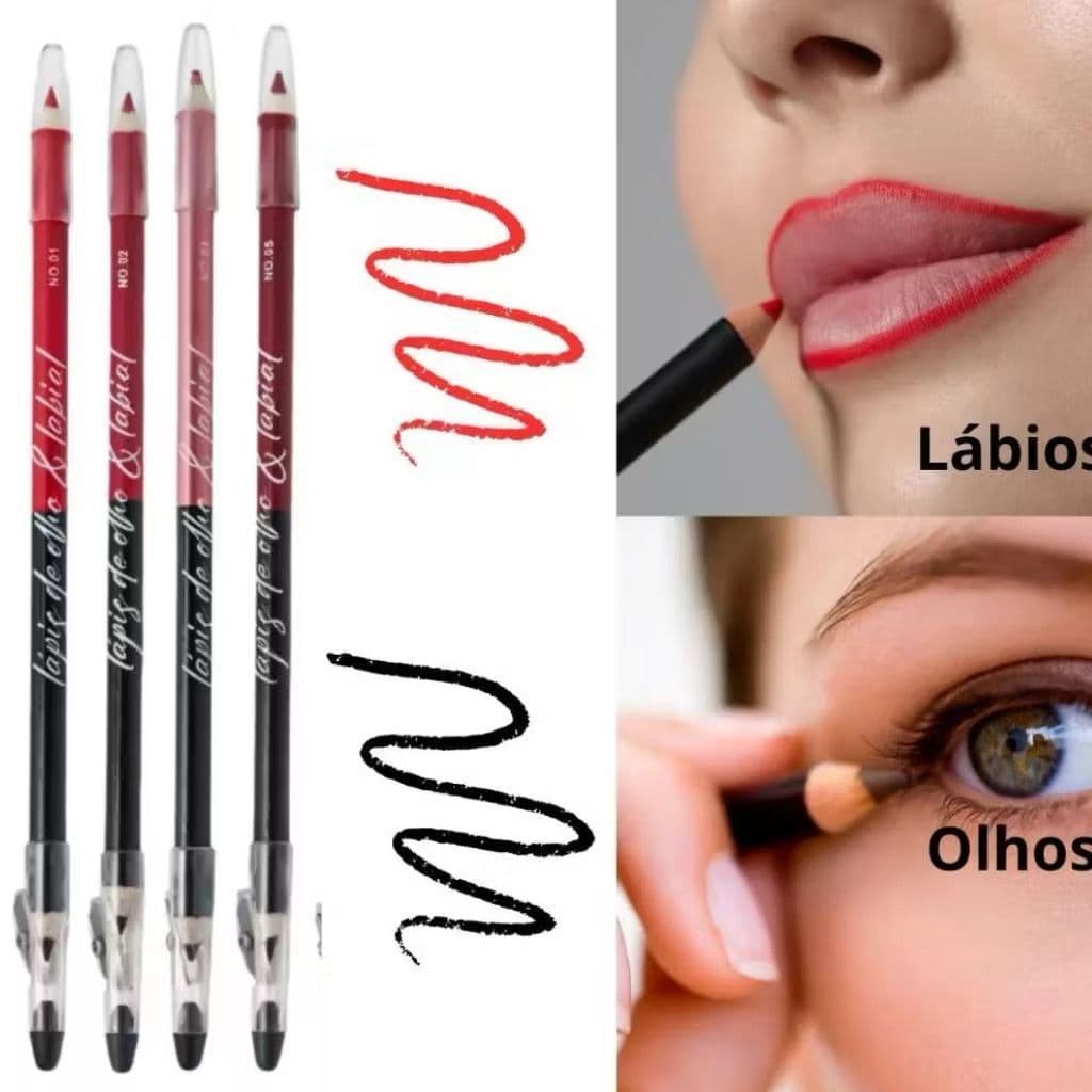 KIT COM 2 UNIDADES LAPIS LABIAL E PARA OLHOS/LAPIS 2 EM 1 BOCA E OLHOS