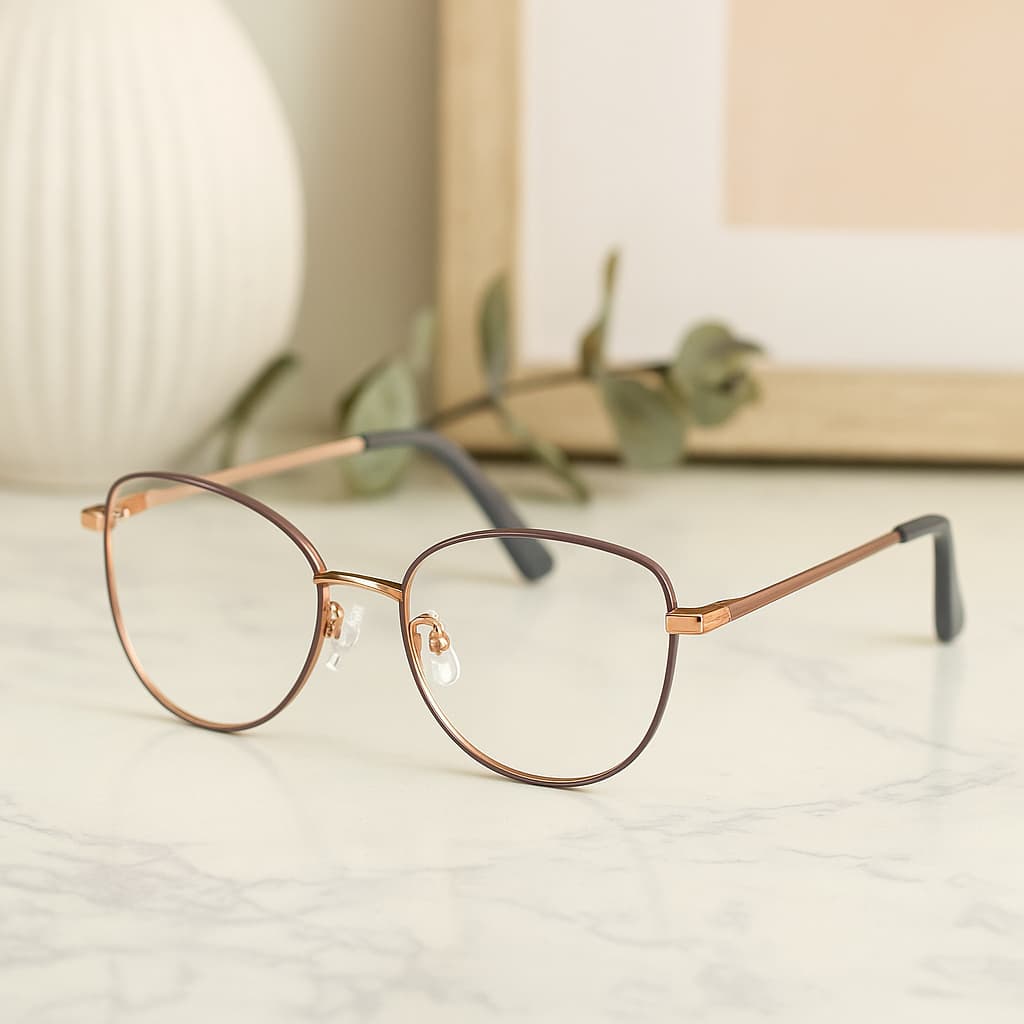 Armação de Óculos para Grau Gatinho Feminino – Metal, Elegante e Sofisticado, Óculos Moderno
