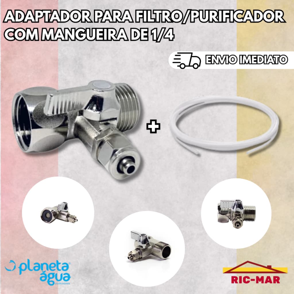 Adaptador para Filtro e Purificador com mangueira de branca de 1/4