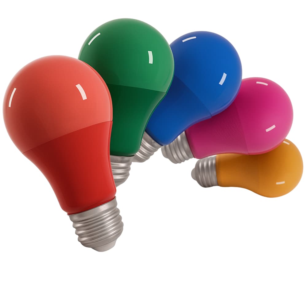 Lâmpada Colorida Led Bulbo 7w E27 Bivolt Verde Amarelo Vermelho Rosa Azul RGB