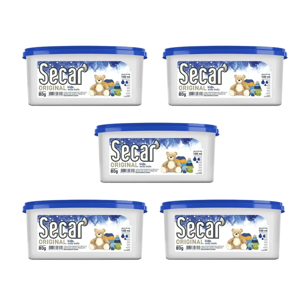 Kit 5 Antimofo Secar Original 80g Mofo Bolor Fungos Bactéria Mofo Bolor Mau Cheiro Closets Banheiro