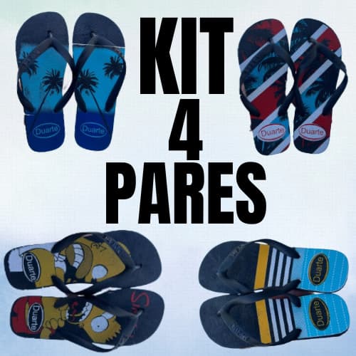 Leve Mais por Menos Kit 4 Pares de Chinelo Masculino Antiderrapante
