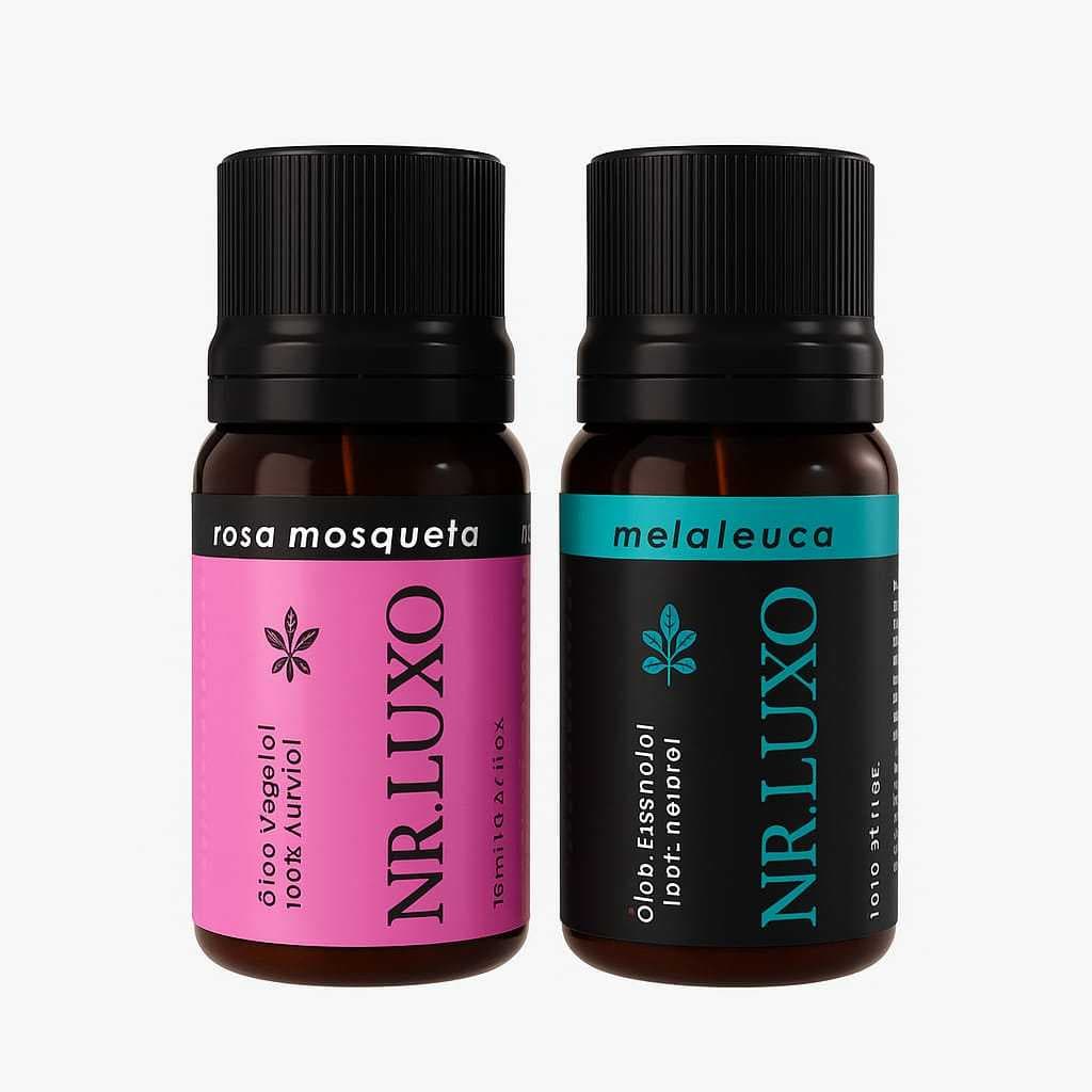 kit 02 oleo melaleuca e rosa mosqueta natural vegano