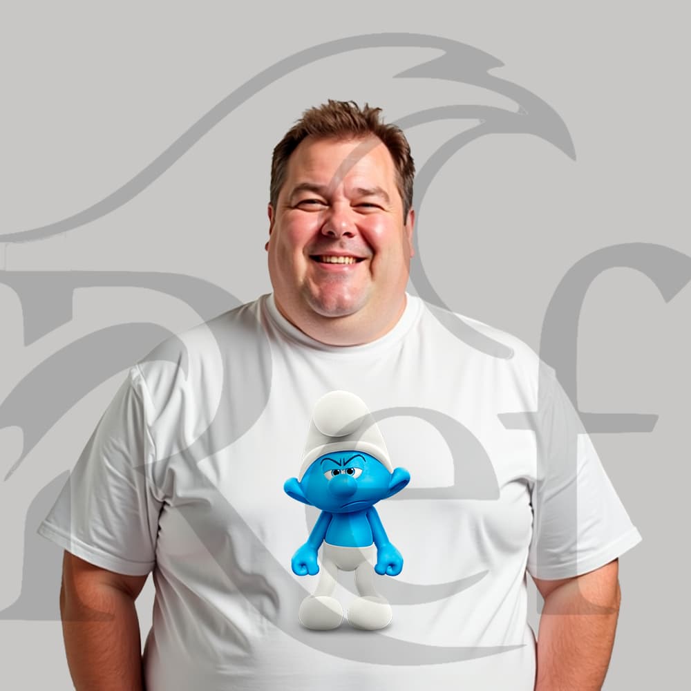 Camiseta Camisa Plus Size Streetwear Smurfs Zangado Unissex Malha Penteada Algodão Premium