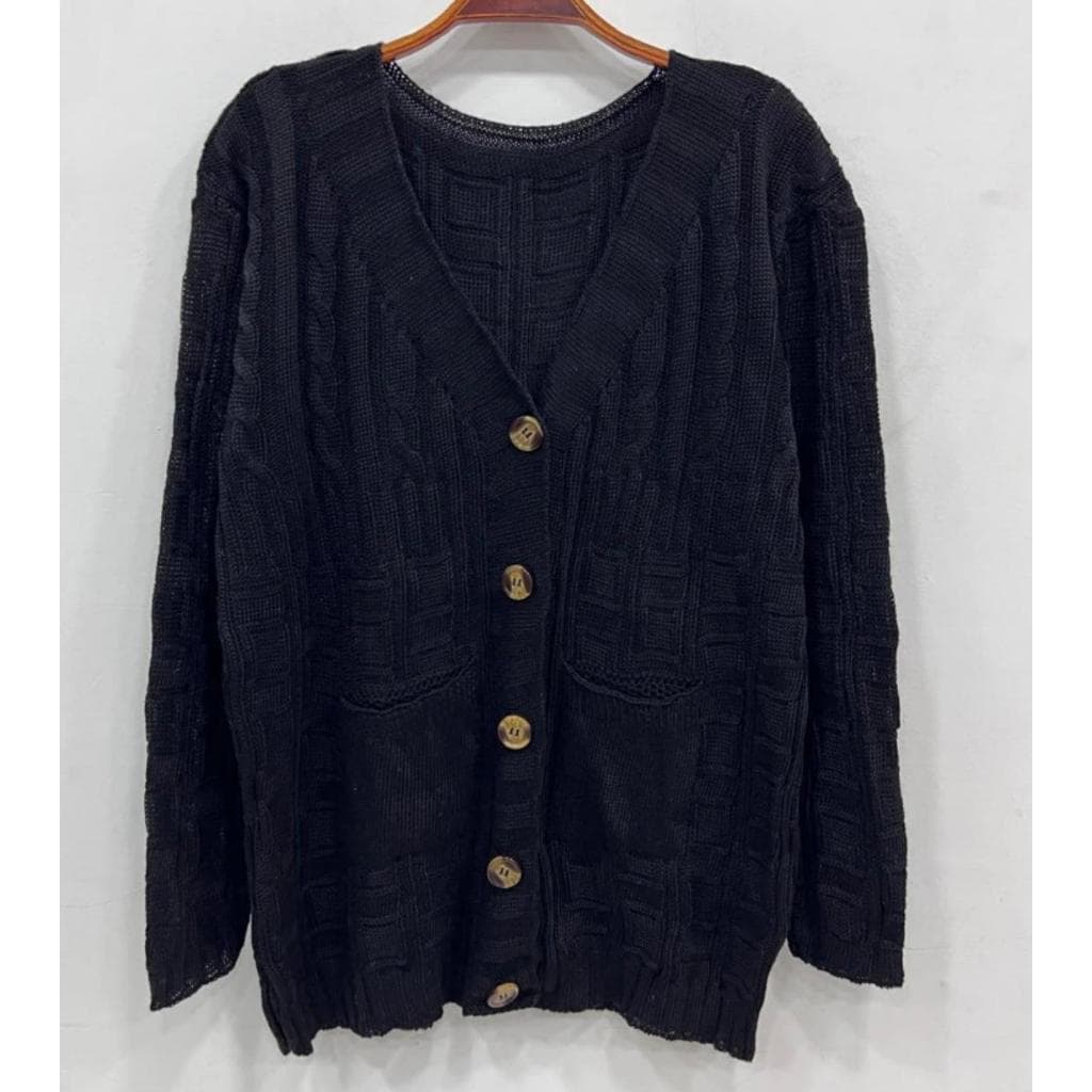 Cardigan feminino outono /inverno engrossado estilo ocioso com bolso