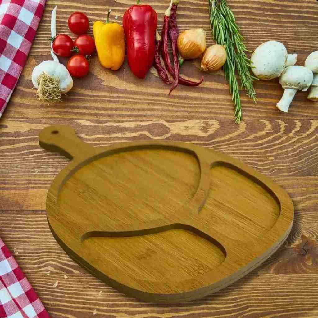 Tábua Petisco Tipo Bambu MDF Petisqueira com para Frios Churrasco Amendoim Multiuso