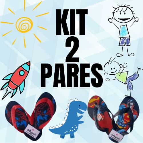 Kit 2 Pares de Chinelo Infantil Masculino Menino Promocao