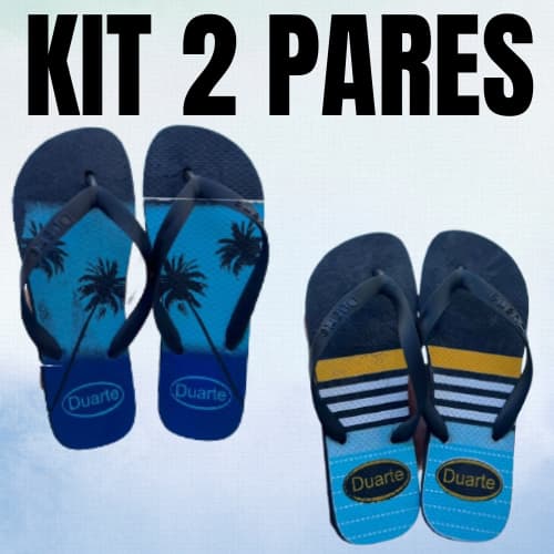 Kit 2 Pares De Chinelos Masculino Macio Estampas Variadas