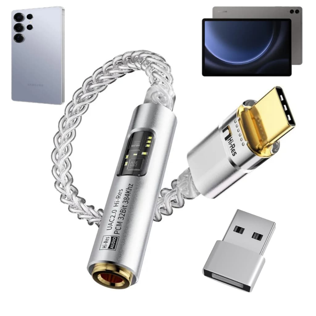 Cabo Adaptador Hires 2x1 Cx31993+Max97220 32bit/384khz Usb-c P Samsung Ss22/s24ultra e s25ultra Top