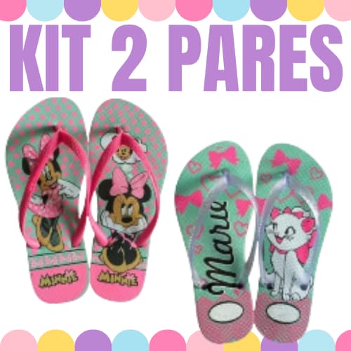 Kit 2 Pares de Chinelo Infantil Feminino Menina