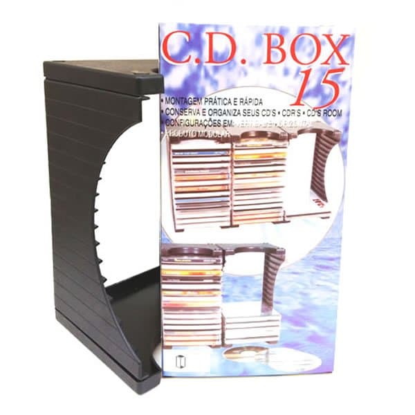 Porta CD Box - Porta CD Modelo Box Modular Preto Comporta 15 CDs - Decorativo