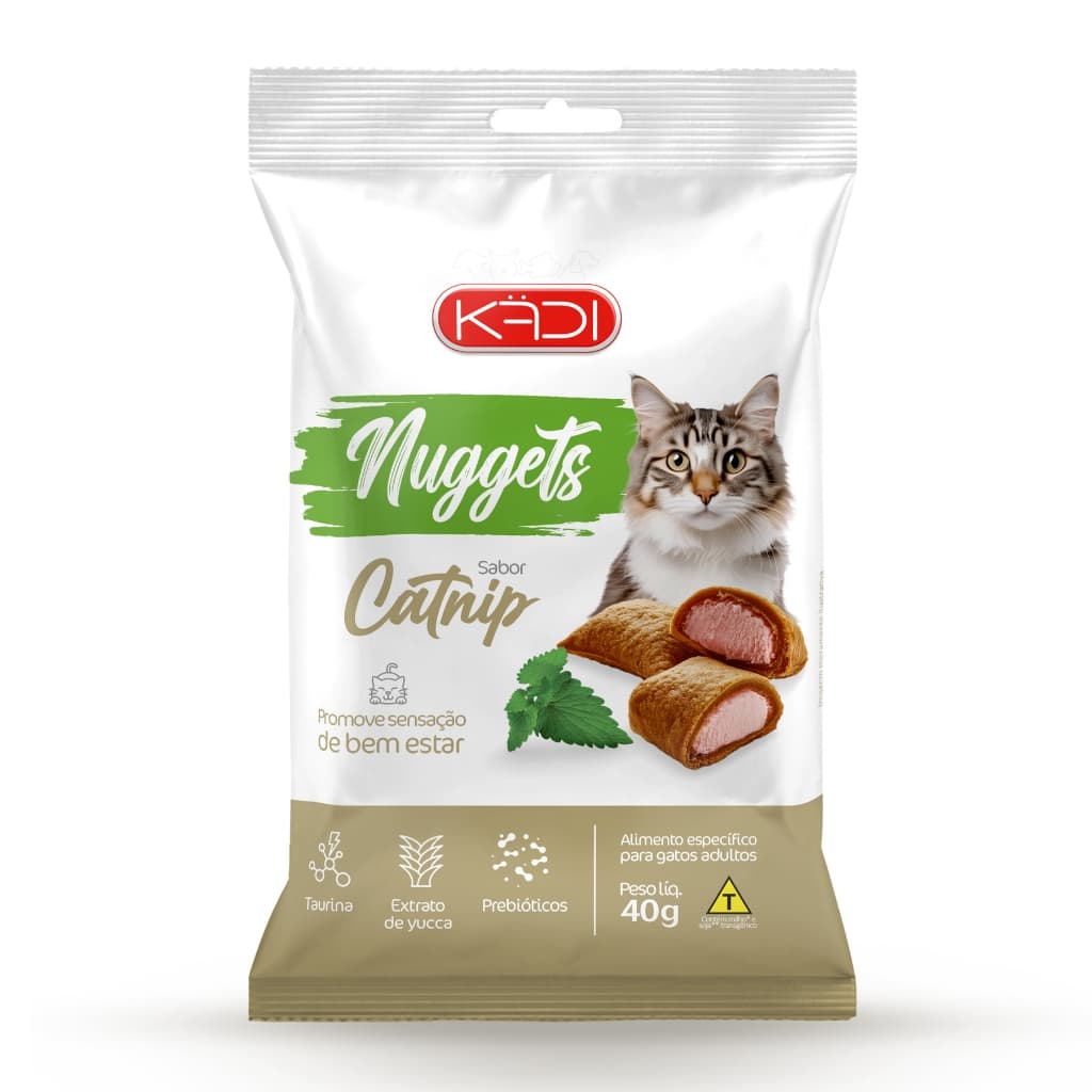 Combo 6 Petiscos Kadi Nuggets Gatos Adultos Sabor Catnip 40g