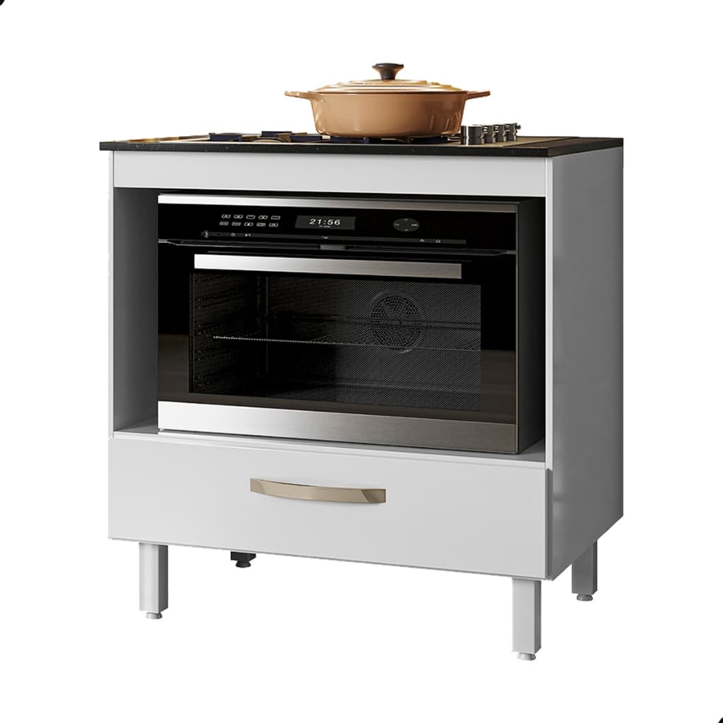 Balcão Para Cooktop Avelã 4 Bocas E Forno 80 Nicioli 1 Gaveta