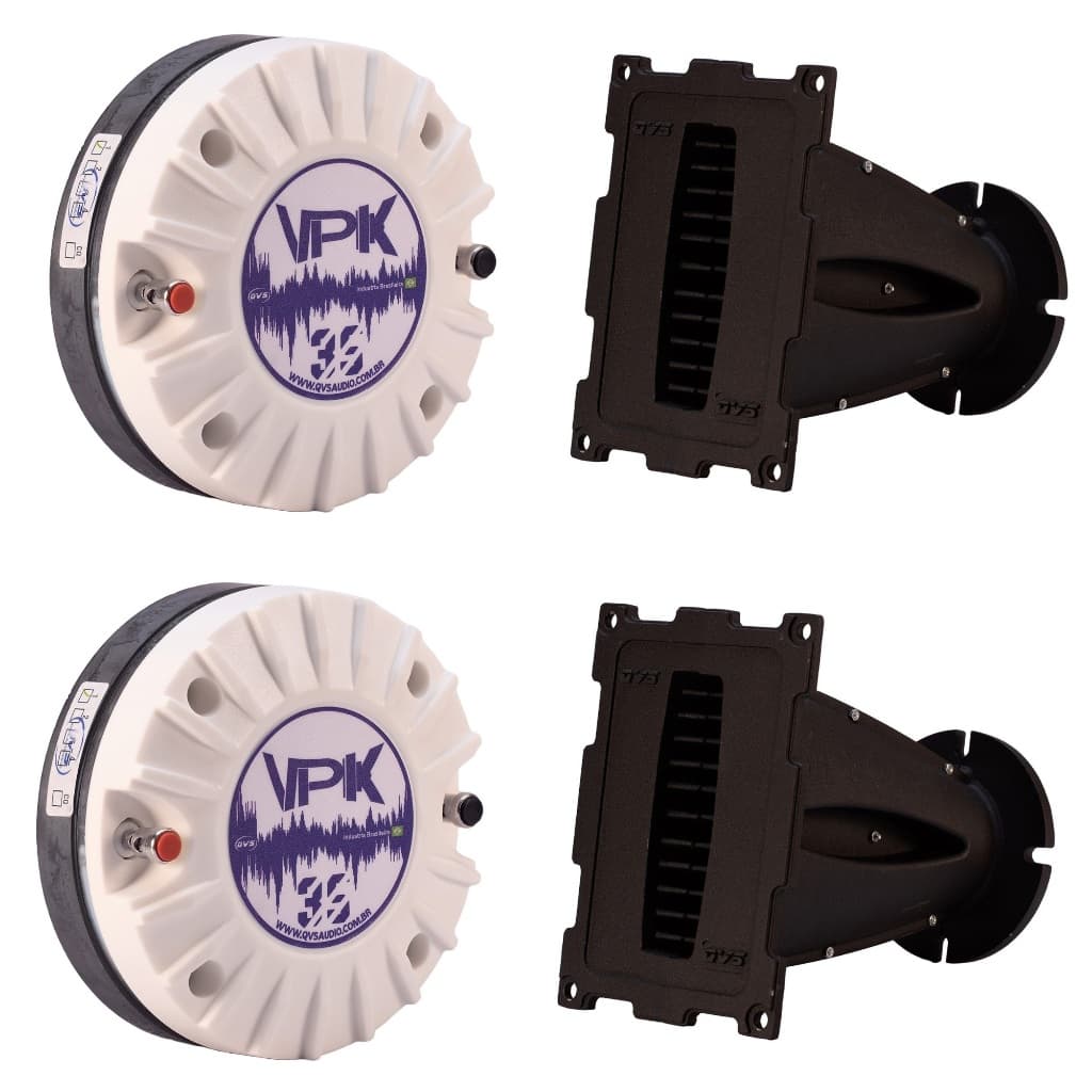 2 Driver TI QVS 35VPK 150W Rms Titanio + 2 Guia de onda QVS 2021 Som Automotivo Som Profissional Line Array