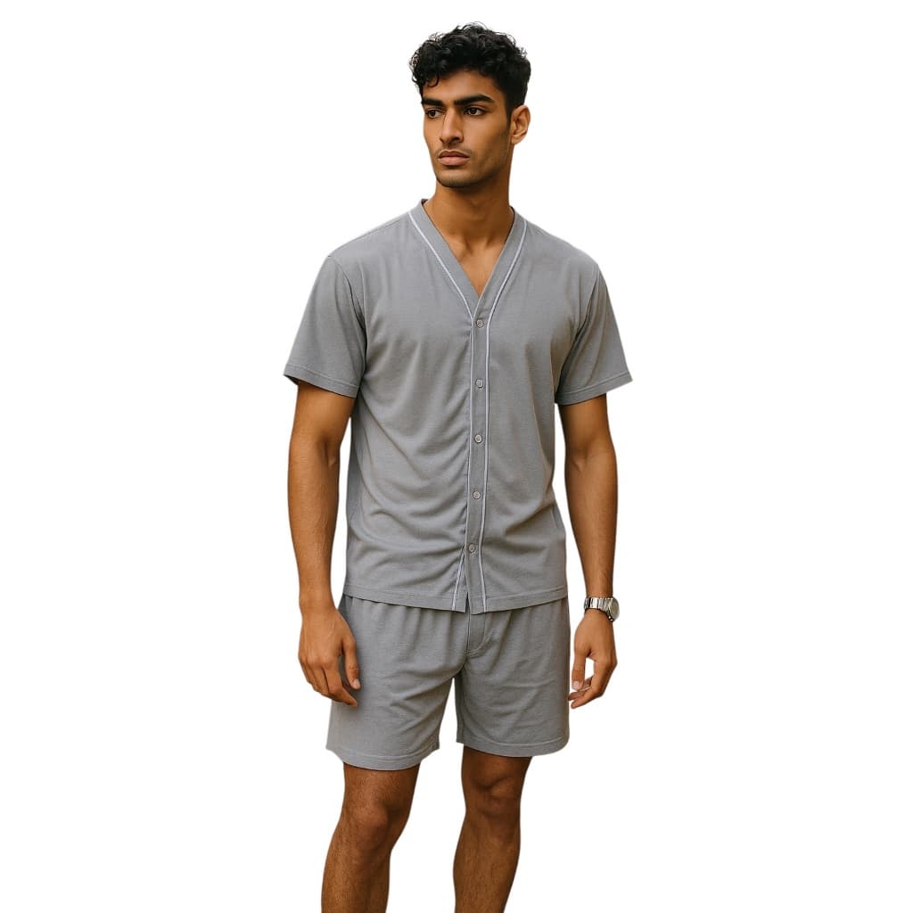 Pijama Masculino com Botões Aberto Cirurgico Meia Manga de Malha Qualidade