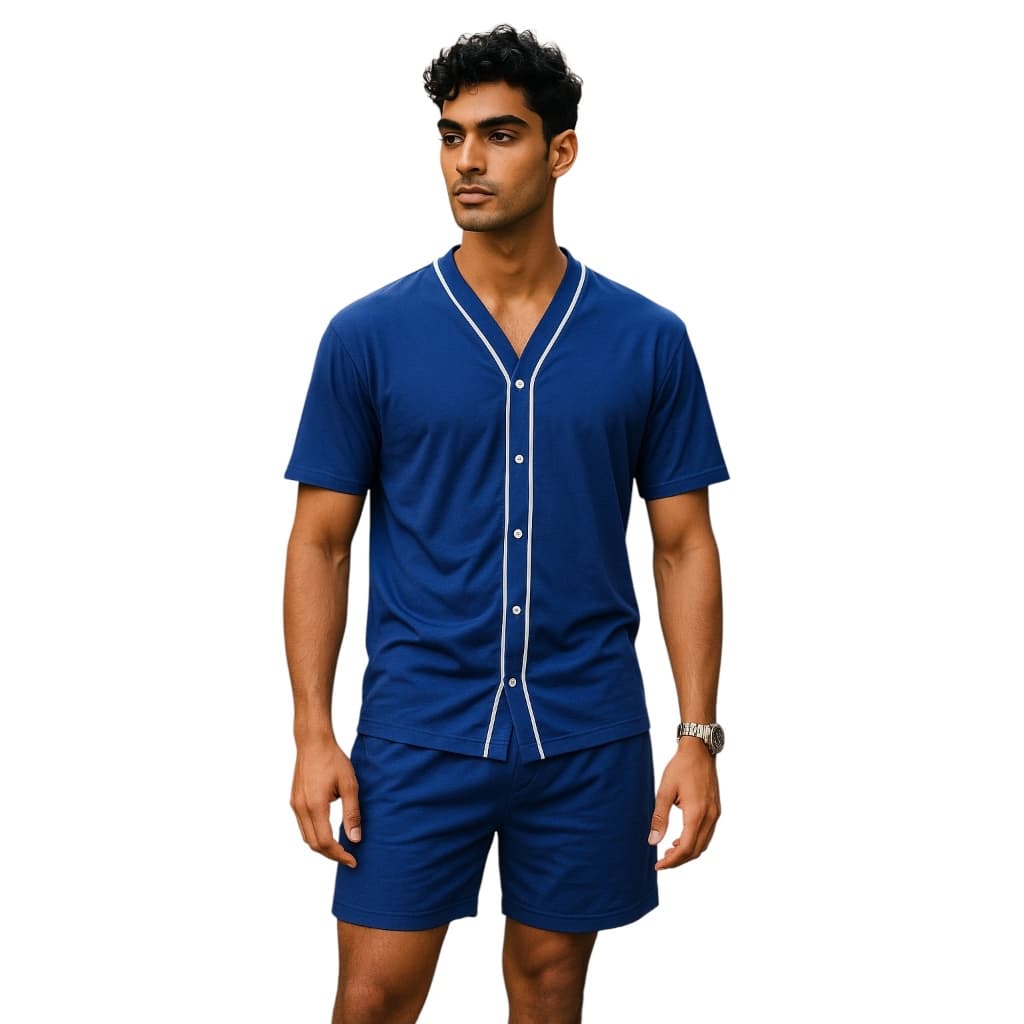 Pijama Masculino de Botão Cirúrgico Aberto Meia Manga de Malha Qualidade