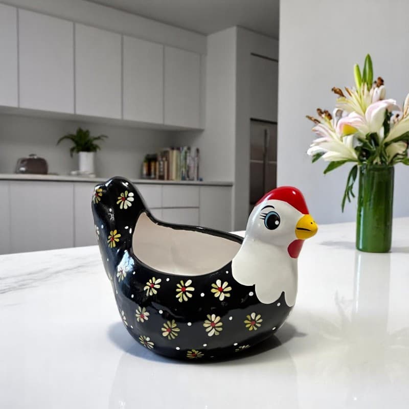 Vaso Galinha Cerâmica Decoração Casa Enfeite Suporte Flores Arranjo Mesa
