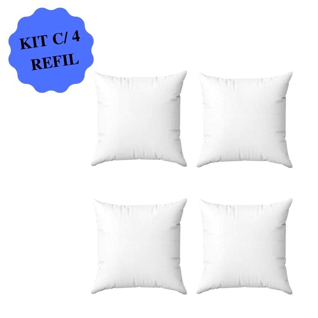 Kit 4 Enchimentos de Almofada Refil 45 cm x 45 cm Fibra Mista Super Levinho Casa e Conforto Decoração Lar