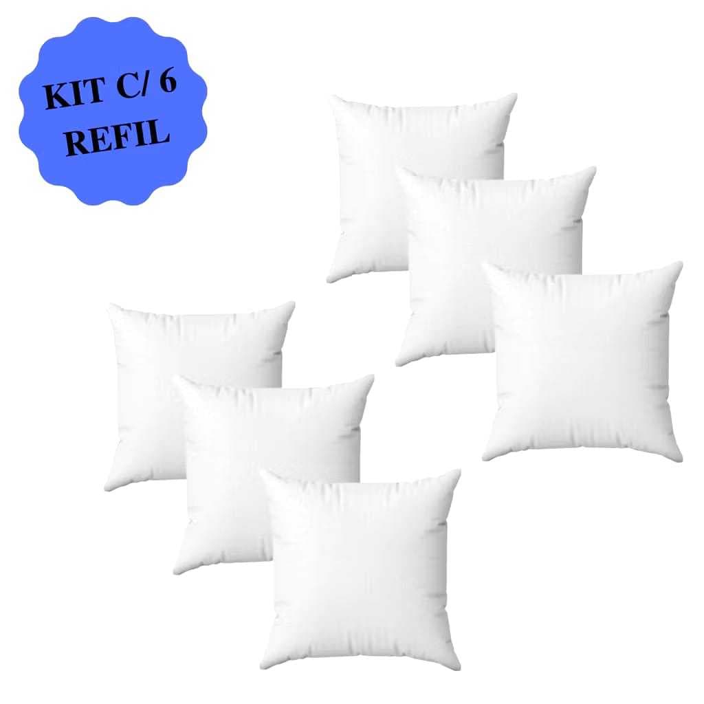 Kit 6 Enchimentos de Almofada Refil 50 cm x 50 cm Fibra de  Silicone Super Levinho Casa e Conforto